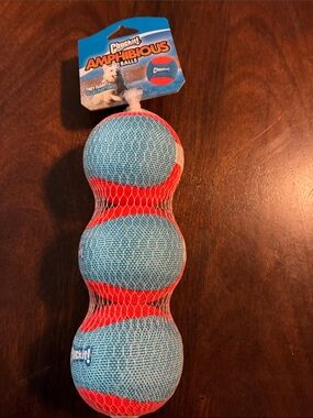 Amphibious Triple Ball Dog Toy - Blue and Red